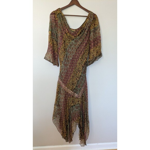 Midnight Velvet Dresses & Skirts - Vintage Y2K Dress Large Maxi Forest Fairy Grunge Earthy Boho Asymmetric Sheer